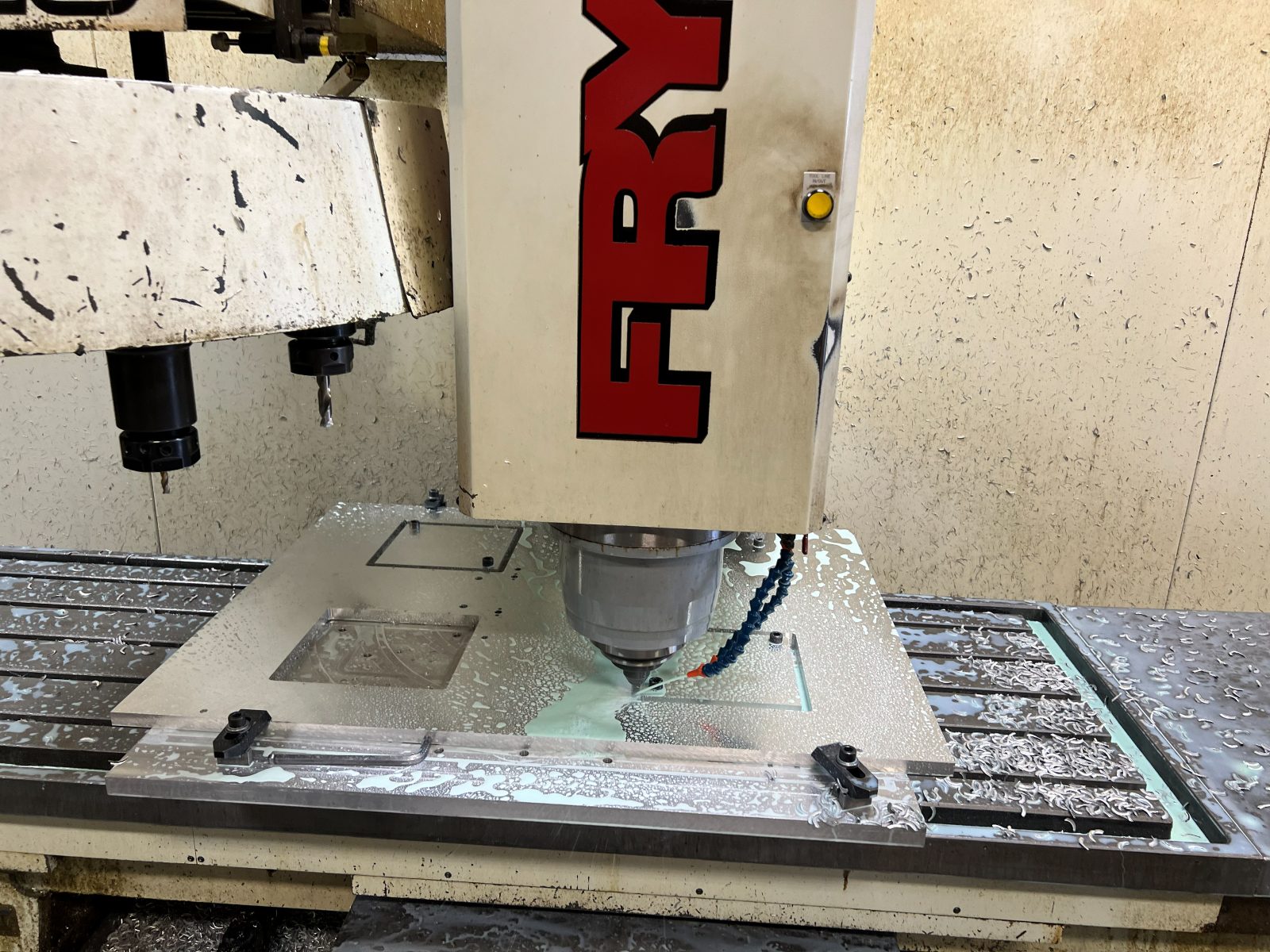 CNC spindle cutting a part in the JCM shop